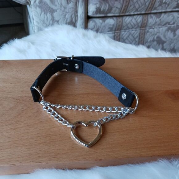 Chain Choker Collar, Heart Shaped Choker Necklace, S Choker, Gothic Chain Choker - Picture 11 of 12